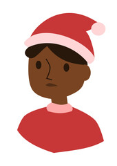 boy with dark skin wearing a Santa Claus hat