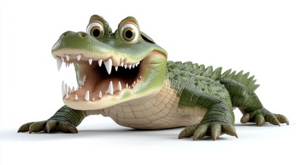 Fototapeta premium Cute cartoon crocodile illustration for children's design and media projects