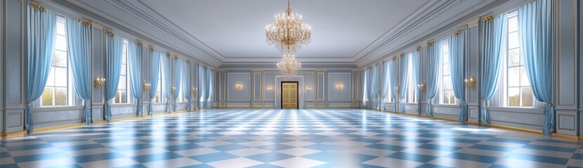 Elegant Blue and White Marble Ballroom