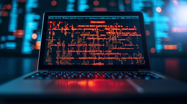 System hacked warning alert on laptop computer Cyber attack on computer network virus spyware malware or malicious software Cyber security and cybercrime concept System security te