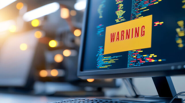 Warning system eror risk Cyber security on computer data alert access code hack threat attack malware spam website for computer