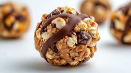 Chocolate-covered popcorn ball for spring snacking and dessert inspiration