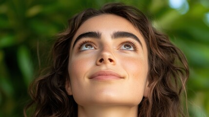 Spring serenity: portrait of a young woman embracing nature's calm for beauty and wellness