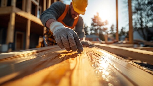 Skilled Handyman Holding Hardie Board Siding with Intricate Grain Pattern - Construction Work Prep Close-Up Shot