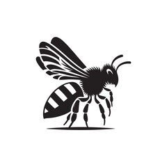 Simple Bee Silhouette Design - Vector Art on a Plain White Background.