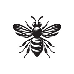 Charming Bee Silhouette Design - Simple Vector on White.