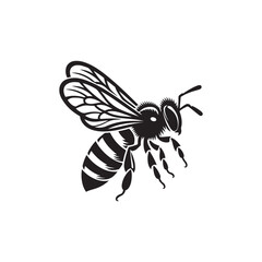 Lovely Minimal Bee Silhouette - Vector Art on White Background.