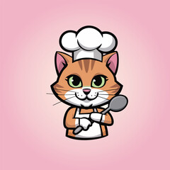 Cute Chef Cat logo concept, elegent design