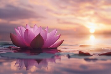 A beautiful lotus against sunset 