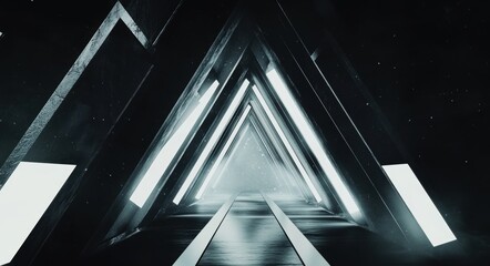 Obraz premium Neon Triangle Tunnel.