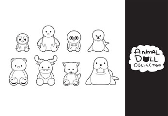 Arctic Animal Doodle Coloring Book Doll Set