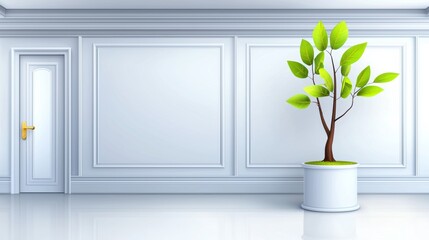 Fototapeta premium Modern Interior with Plant in Stylish Minimalist Space