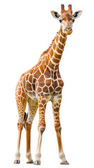 Obraz premium Giraffe on a transparent background: a gentle giant with a long neck.