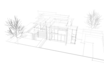 Fototapeta premium building sketch architectural 3d rendering