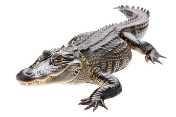 Fototapeta premium American alligator on transparent background: a reptile with a powerful jaw and scaly skin.