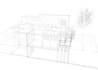 building sketch architectural 3d rendering