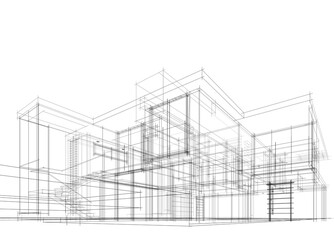 building sketch architectural 3d rendering