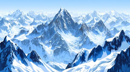 Obraz premium Minimalistic Flat Design Mountain Landscape Vector Art Illustration