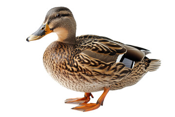 Obraz premium Mallard duck on transparent background: wild bird with brown and green feathers