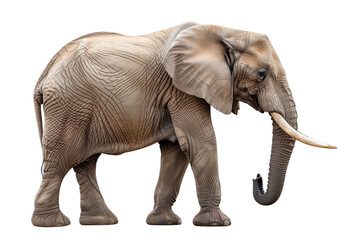 Fototapeta premium African Elephant on a transparent background: A Large Mammal with Gray Skin and Tusks.