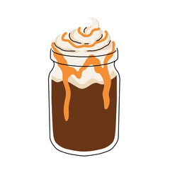 Set of Coffee Cups with Latte Art Patterns Front View. Cute rabbit, Flower and Heart foam shapes. Cafe Bar or Coffee House Graphics. Vector Illustration, Icons