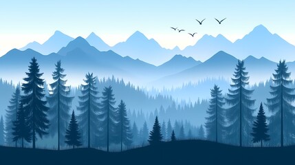 Obraz premium Minimalistic Flat Design Mountain Landscape Vector Art Illustration