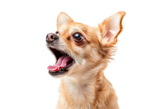 Playful puppy on a transparent background: a dog with perky ears.