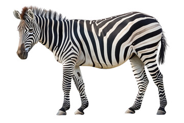 Obraz premium a zebra isolated on transparent background, african wildlife animal profile