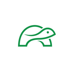 Turtle Mono line logo design vector template