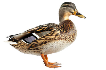 Obraz premium Mallard duck on transparent background: wild bird with brown and green feathers