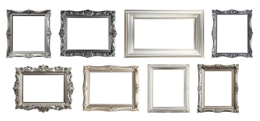 Set of Silver vintage frames with baroque patterns