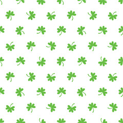 saint patricks day shamrock seamless pattern, green clover leaves on transparent background