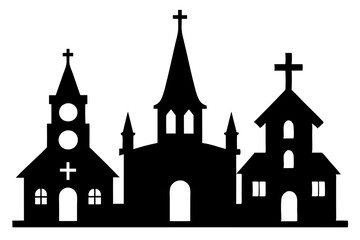 Church Silhouettes vector | vector silhouette illustration on white background