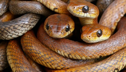 Obraz premium Intertwined Brown Snakes A Symbol of the Chinese New Year Representing Fortune and Renewal in 2025.