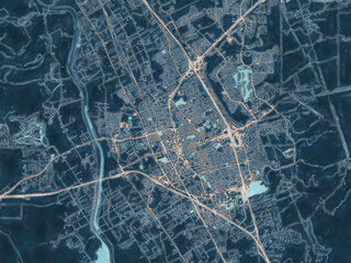 Painterly Style City Map of Las Cruces New Mexico, USA in a Blue Color Scheme.