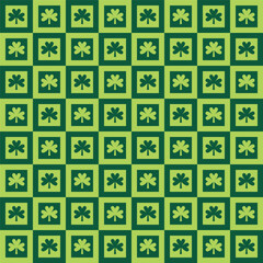 saint patricks day shamrock seamless pattern, plaid clover leaves