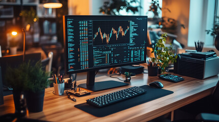 Forex trading desk with traders analyzing currency pairs and exchange rate fluctuations, symbolizing global financial trends and real-time market dynamics