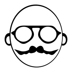 Mustachioed face icon illustration, Vintage mustache with glasses, Minimalist Icon of a Distinguished Mustache Gentleman. Eps 10