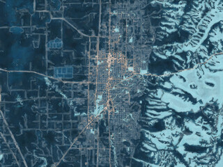 Painterly Style City Map of Logan Utah, USA in a Blue Color Scheme.