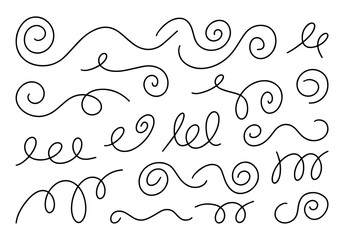 Fototapeta premium Doodle curly lines. Curly pen underline elements. Vector illustration