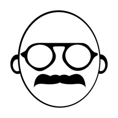 Mustachioed face icon illustration, Vintage mustache with glasses, Minimalist Icon of a Distinguished Mustache Gentleman. Eps 10