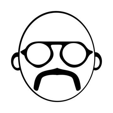 recommend clip art: Mustachioed face icon illustration, Vintage mustache with glasses, Minimalist Icon of a Distinguished Mustache Gentleman. Eps 10