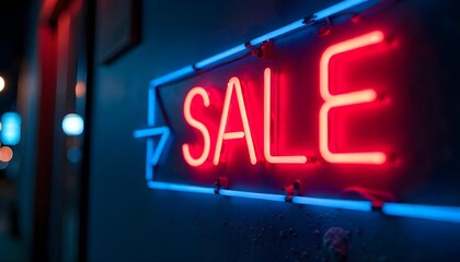 Obraz premium sale tag neon light