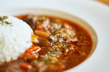 Beef casserole, with herbs and vegetables