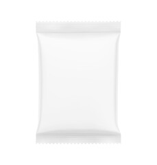 Blank realistic pillow bag mockup. Front view. Vector illustration isolated on white background. Perfect to create your final pack shot. EPS10