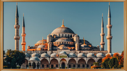 Fototapeta premium A breathtaking view of the Sultanahmet Mosque, is a true gem of Istanbul. art illustration