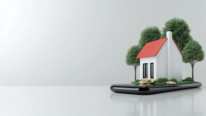 House Model on Smartphone with Coins