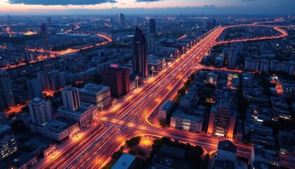 Obraz premium Smart city infrastructure with glowing energy grids and interactive technology, representing the future of urban development and sustainability. AI-generated