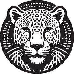 Leopard head silhouette design black © MstSumi