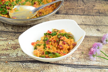 Homemade Curry Lentil Stew / Soup with Chard 